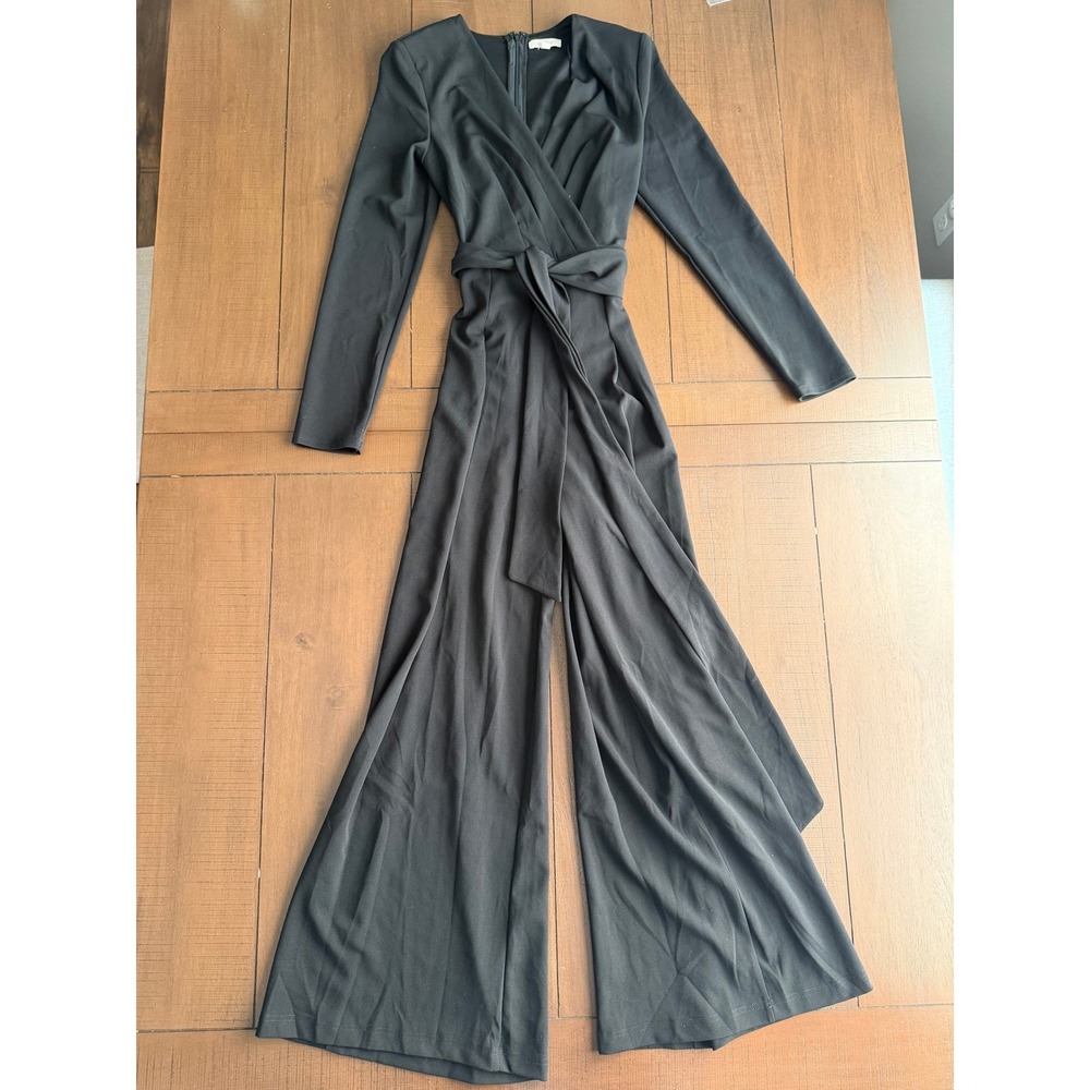 Flying Tomato Womens Baltic Born Long Sleeve Wrap Wide Leg Jumpsuit Black Size M - Picture 4 of 11